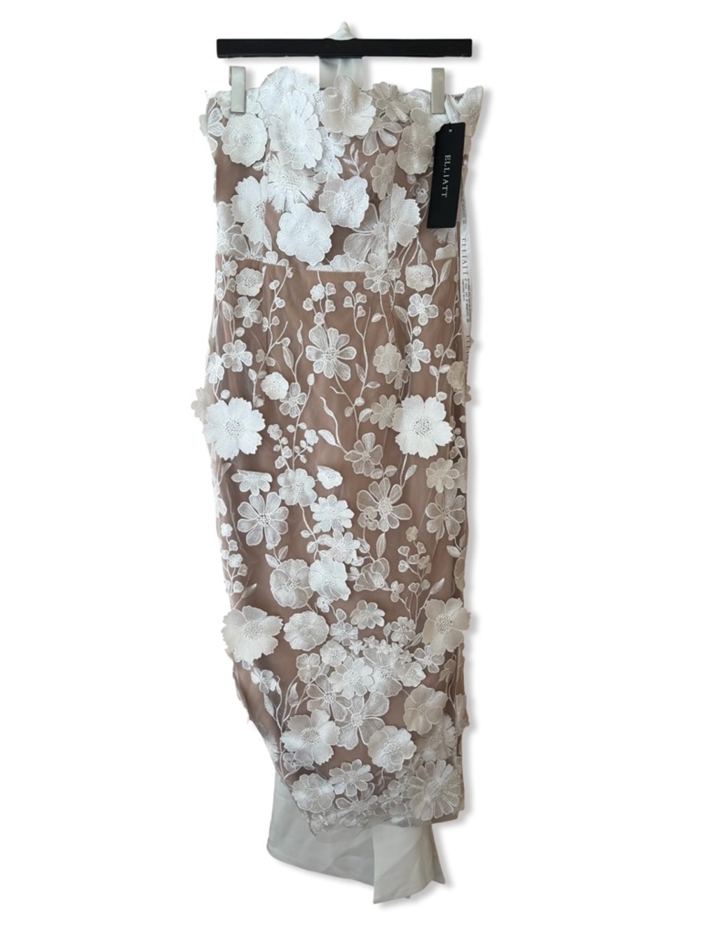 Elliatt x REVOLVE Lynette Dress Ivory Nude White Floral midi bow belt NWT L - Picture 5 of 16